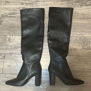 Nine West Black Heeled Over the Knee Boots